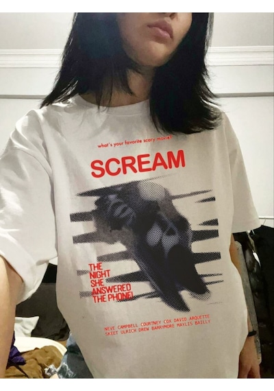 Startmore Beyaz Unisex Oversize Dtf Baskılı Beyaz Scream
