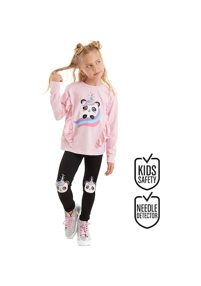 Panda Unicorn Kız Çocuk Fırfırlı T-shirt Tayt Takım