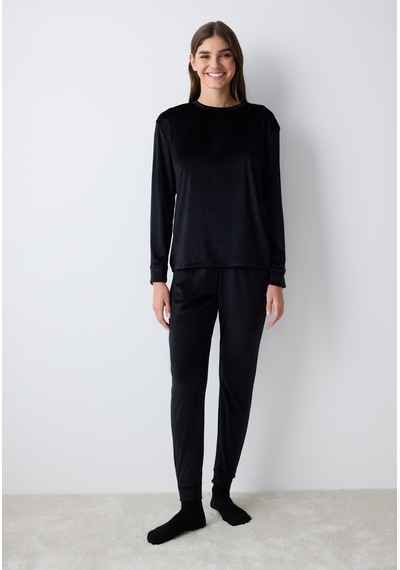 Penti Black Fuzzy Solid Siyah Pantolon Pijama Altı Siyah Siyah