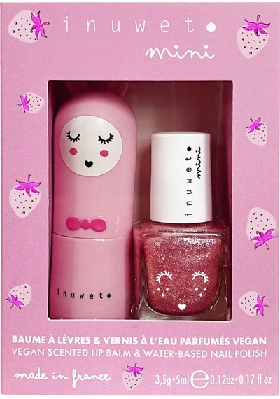 Inuwet 2'li Su Bazlı Oje Ve Dudak Balmı Seti Çilek Çok Renkli