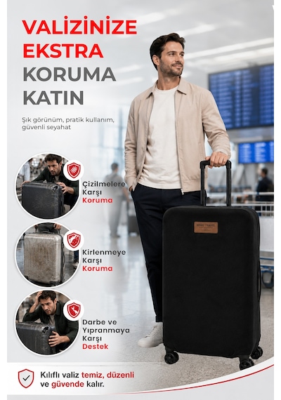 Viscofoam Valiz Bavul Koruma Kılıfı Kadife Kılıf - Siyah Ergo Travel