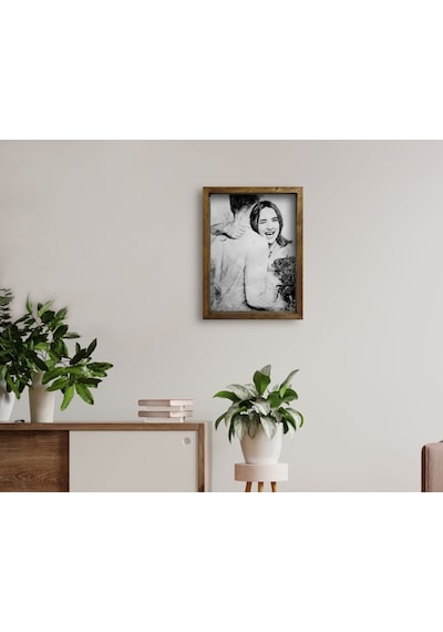Bk Home Karakalem Sevgililer Fotoğraflı Doğal Masif Ahşap Çerçeve (551058057)