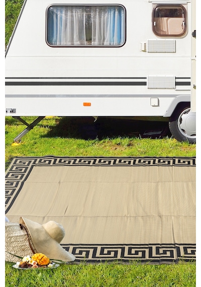 Savana Xl Plaj Kamp Karavan Piknik Bahçe Halısı Balkon Teras Hasır Mat Savan Halı 240x330 Kahverengi - Krem