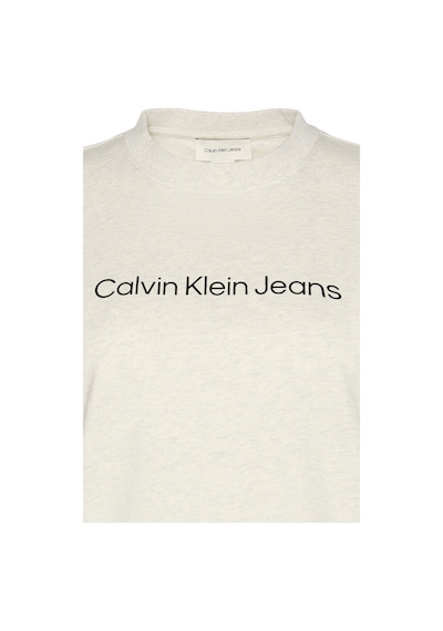 Calvin Klein Kadın Classic Regular Fit Logo Baskılı T-shirt - Ekru Vanilla Heather