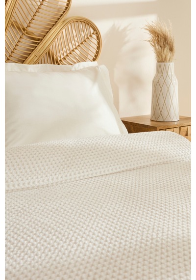 Karaca Home Mady %100 Cotton Waffle Çift Kişilik Tek Pike Beyaz Beyaz