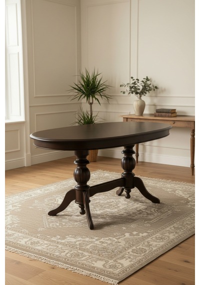 Elegansia Yemek Masası 170x100cm Sabit Oval Masa Kahverengi