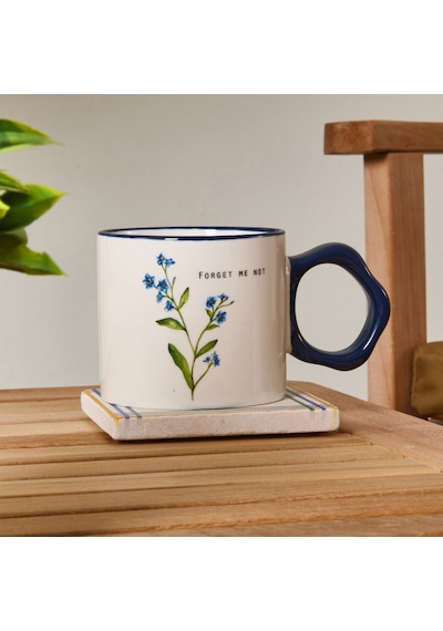 Kitchen Çiçek Desenli Kupa - Beyaz / Mavi - 310 Ml Renkli