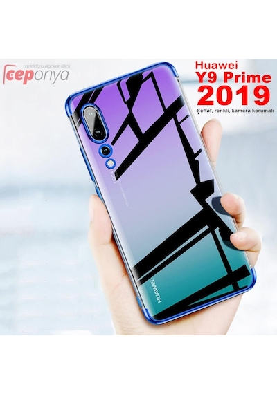 Huawei Y9 Prime 2019 Köseleri Renkli Seffaf Kamera Kor. Kilif 378751895