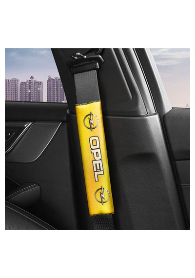 Opel Logolu Sarı Dijital Baskılı Araç Emniyet Kemer Pedi / 2 Li Set Konforlu & Şık Koruma Pedi