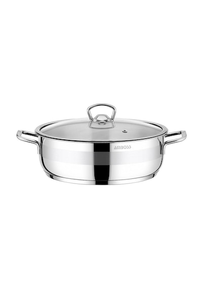 Amboss Saphire 26 CM Kısa Çelik Tencere Cam Kapaklı Sap-4370