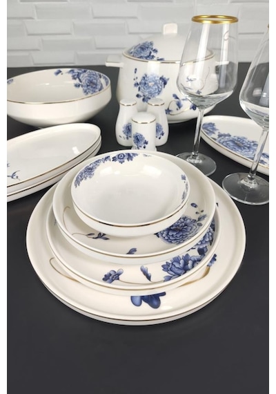 Roy King Blue Blanch 60 Parça Bone China Yemek Takımı Dsn 042
