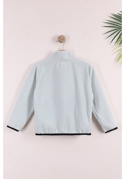 Monox Çocuk Lastik Manşetli Fermuarlı 3 Cepli Unisex Polar Ceket Su Yeşili