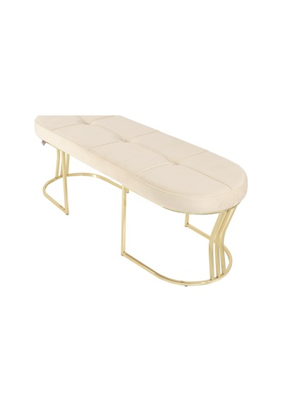 Viego Gold Collection- Krem Kapitoneli Chester Model Puf & Bench & Koltuk & Uzun Makyaj Puff & Yatak Ucu