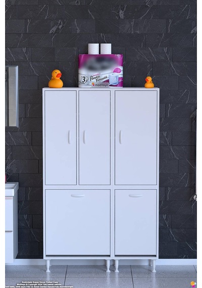 Sarer 105 Cm Çok Amaçlı Düzenleyici Ve Sepetli Banyo Dolabı - Beyaz 65+40 X160x32 Cm Sarer 105 Cm Çok Amaçlı Düzenleyici Ve Sepetli Banyo Dolabı - Beyaz 65+40 X160x32 Cm