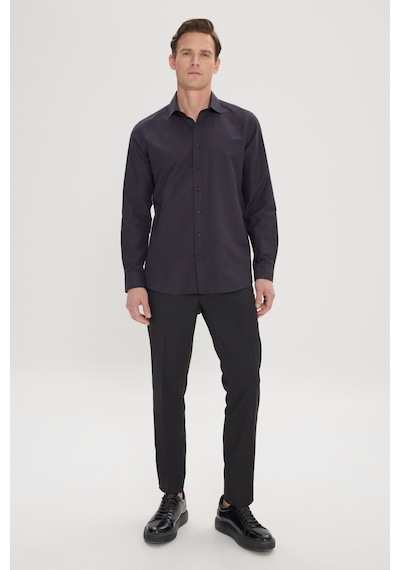 AC&Co / Altınyıldız Classics Erkek Sıyah Pamuklu Slim Fit Dar Kesim Çizgili Klasik Yaka Gömlek Siyah AC&Co / Altınyıldız Classics Erkek Sıyah Pamuklu Slim Fit Dar Kesim Çizgili Klasik Yaka Gömlek Siyah