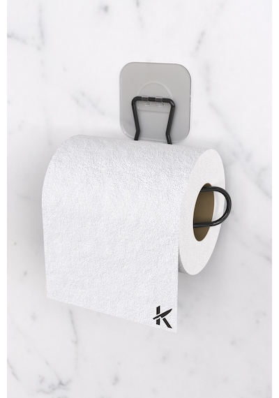Karteya Sticker Yapışkanlı Dekoratif Wc Tuvalet Kağıdı Tutacağı Şık Banyo Aksesuarı Wc Kağıtlık Siyah