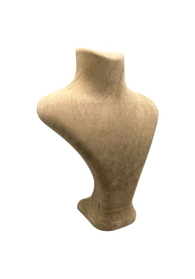 Yerli Üretim Londra Model Süet Kumaş Sütlü Kahve Renk 22/18 Cm Kolye Sergileme Mankeni Çok Renkli