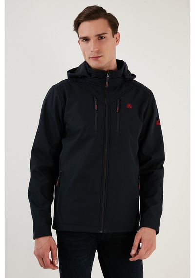 Buratti Suya Ve Rüzgara Dayanıklı Kapüşonlu Softshell Erkek Mont 5855045 Lacivert