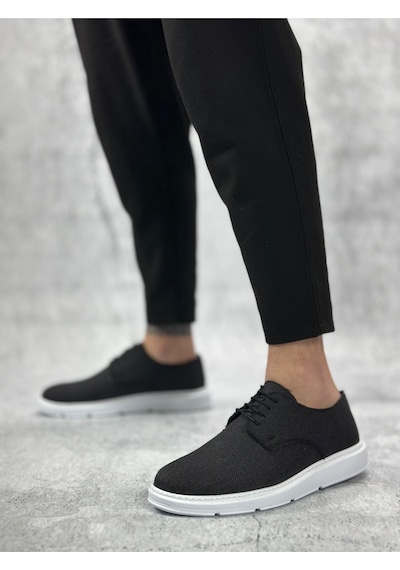 DMR Elegance Ba0003 Bağcıklı Klasik Spor Keten Siyah Beyaz Taban Casual Erkek Ayakkabı Rekli DMR Elegance Ba0003 Bağcıklı Klasik Spor Keten Siyah Beyaz Taban Casual Erkek Ayakkabı Rekli