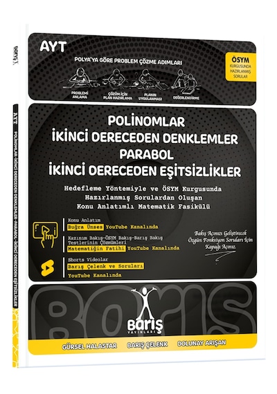 Barış Yayınları Polinomlar İkinci Dereceden Denklemler Parabol İkinci Dereceden Eşitsizlikler Matematik Fasikülleri