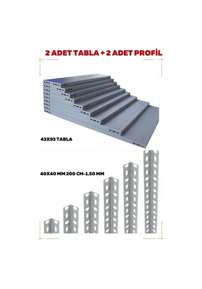 2 Adet 43x93 Galvaniz Tabla + 2 Adet 1.5 Mm 200 Cm Galvaniz Çelik Raf Profil