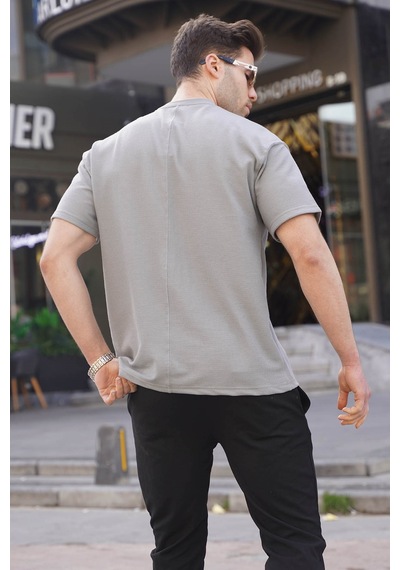 Madmext Boyalı Gri Regular Fit Basic Erkek Tişört 6099-boyalı Gri Boyalı Gri