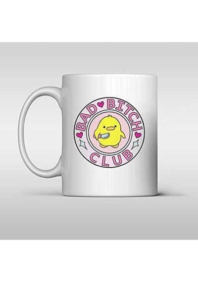 Bad Bitch Club Baskılı Kupa Bardak Beyaz