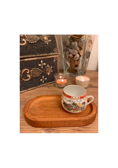 Kahve Sunum Tabaği 17x10cm Çok Amaçlı Yağdanlık Sabunluk Stand Kahverengi Kahverengi