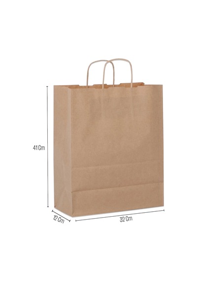 32x41x12 Kraft Saplı Kağıt Çanta 25 Adet