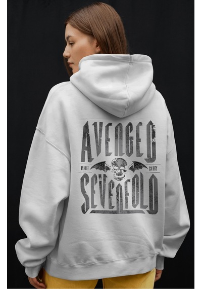 Sevbano Avenged Sevenfold Rock Metal Müzik Grubu Baskılı Unisex Oversize beyaz