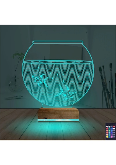 Luvivia Akvaryum Fanus Balık 3d Lamba - Masa Gece Lambası Şeffaf