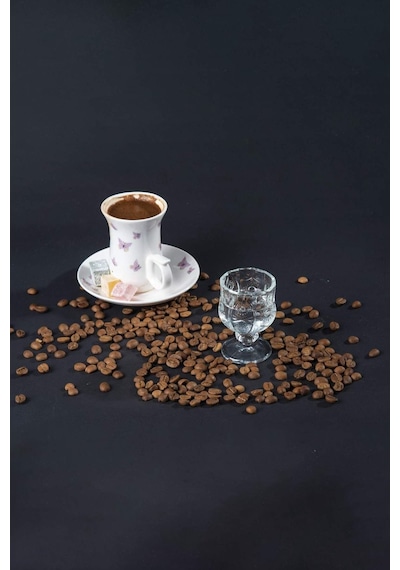 Ayaklı Kahve Yanı Bardağı Kristal Kesim Shot Bardak 7cm X 4 Cm 6 Lı Set Şeffaf