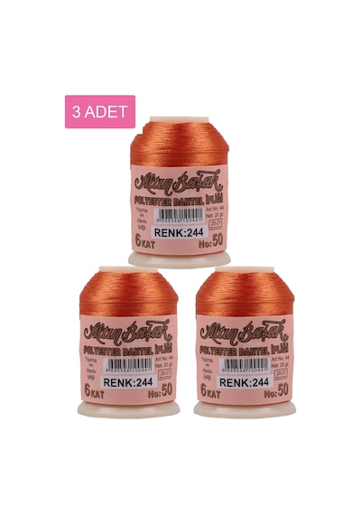 3 Adet Altınbaşak Oya Ve Dantel İpi 20 Gr - Royaleks - No: 244