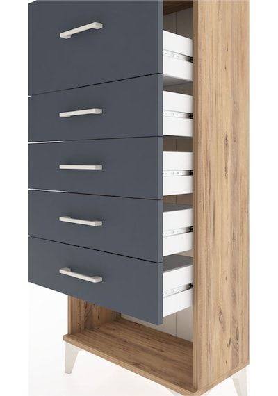 Hyperion Dolap 5 Çekmeceli 60x44x134 Çam-antrasit Çam