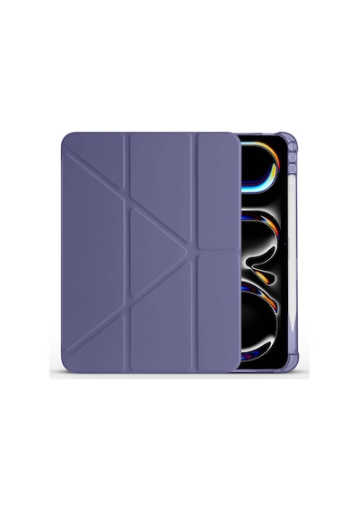 Apple Uyumlu iPad, Pro 11 İnç M4 2024 Kılıf Üçgen Katlanabilir Kalem Şarj Bölmeli Kılıf A2836 A2837 A3006 Kapaklı Kılıf