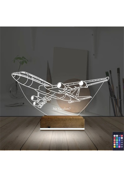 Luvivia Uçak Kaptan Pilot Kişiye Özel 3d Lamba - Masa Gece Lambası V1 Şeffaf