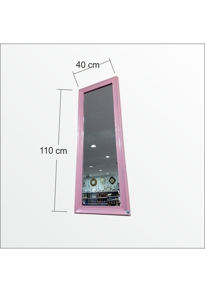 110Cm Pudra Pembe Çerçeveli Salon Antre Banyo Duvar Boy Aynası Pembe