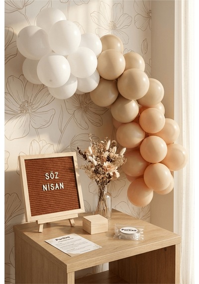 Nişan Söz Süsleme Classic Set Kahve Keçe Yazı Panosu Standlı Balon Zincirli Yetişkin