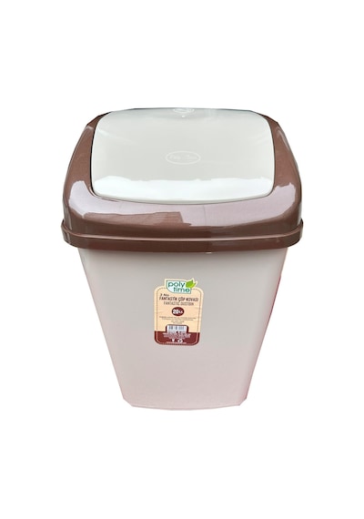 Polytime Klink Sallanır Kapak Ofis Banyo Mutfak Bahçe Çöp Kutusu Kovası / 20 Litre / Krem / 47x30x23 Cm. Krem