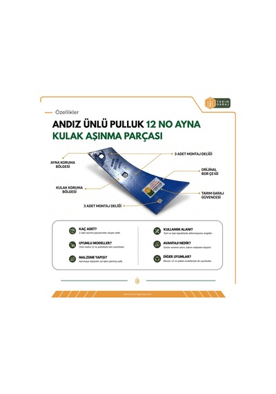 Andız Ünlü Pulluk 12 No Ayna Kulak Aşınma Parçası 2 Adet