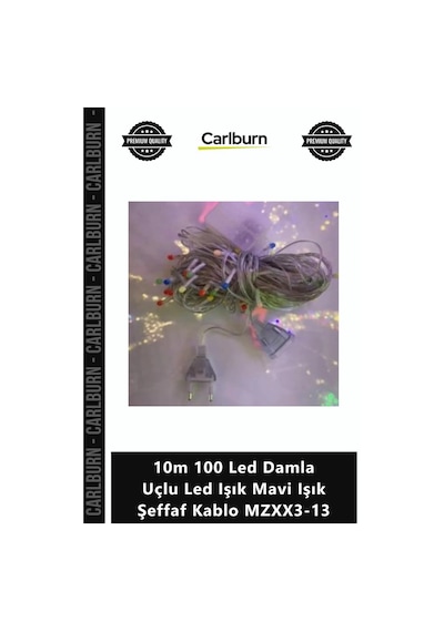Özel Üretim 8 Fonksiyonlu Uzatmalı 10m 100 Led Damla Uçlu Led Işık Mavi Işık Şeffaf Kablo Mzxx313