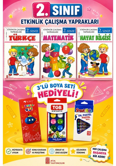 2.sınıf Etkinlik Çalışma Yaprakları Seti Boya Seti Hediyeli