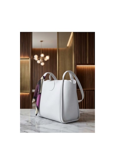 Names Bag Kadın Fular Detaylı Şık Omuz Ve El Çantası Beyaz