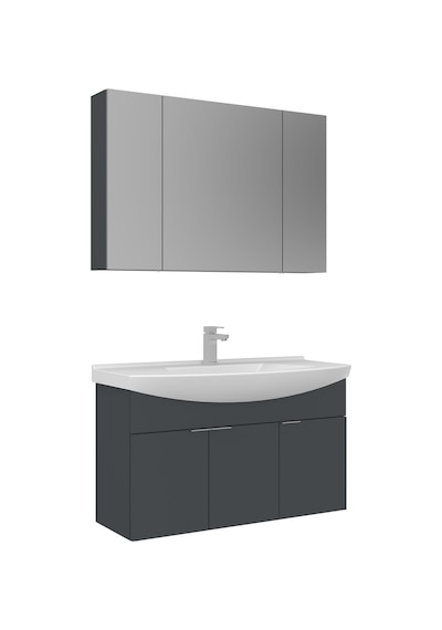 Orka Purus 100 Cm Mat Antrasit Ayna Dolaplı Banyo Dolabı Takım Asma Antrasit Orka Purus 100 Cm Mat Antrasit Ayna Dolaplı Banyo Dolabı Takım Asma Antrasit