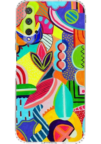 Huawei Nova 5t İle Uyumlu Retro Color 6 Kamera Korumalı Şeffaf Kılıf Şeffaf