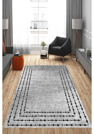 Rovigo Home Dijital Baskı Yıkanabilir Kaymaz Taban Salon Halısı Ve Yolluk Rvg0812-fnl21 Gri