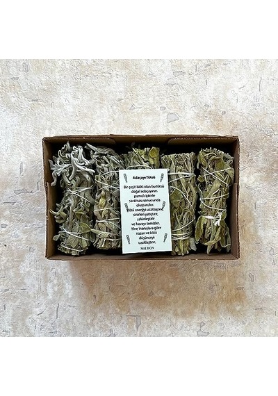 Organik Adaçayı Tütsü 5 Adet Natural White Sage Incense, Aura Cleansing White Sage, Enerji Ve Arınma Seti