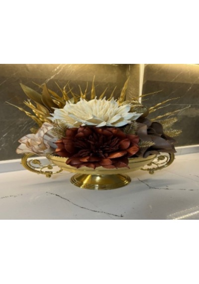 1018 Zambak Kol Model Dekoratif Cam Vazo Şık Modern Tasarım Salon Ev Dekoru Estetik Premium Vazo Altın
