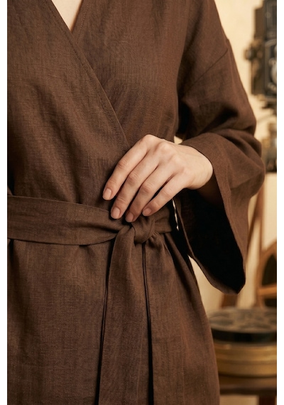Kadın Kuşaklı Kimono 1177 Acı Kahverengi
