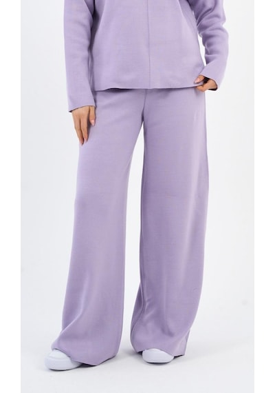 Alexandergardi Beli Lastikli Geniş Paça Triko Pantolon A90944-s-alt Lila